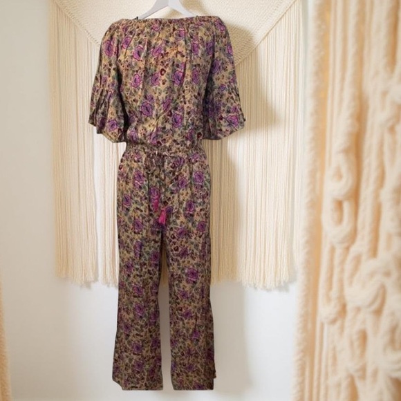 Anthropologie - Rags / Floral Boho Off Shoulder Bell Sleeve Jumpsuit NWT - Picture 3 of 15